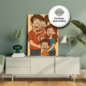 Çocuğunuzun kişisel fotoğrafına dayalı çizgi film tarzında dijital portre tasarımı. Karikatür etkisiyle.