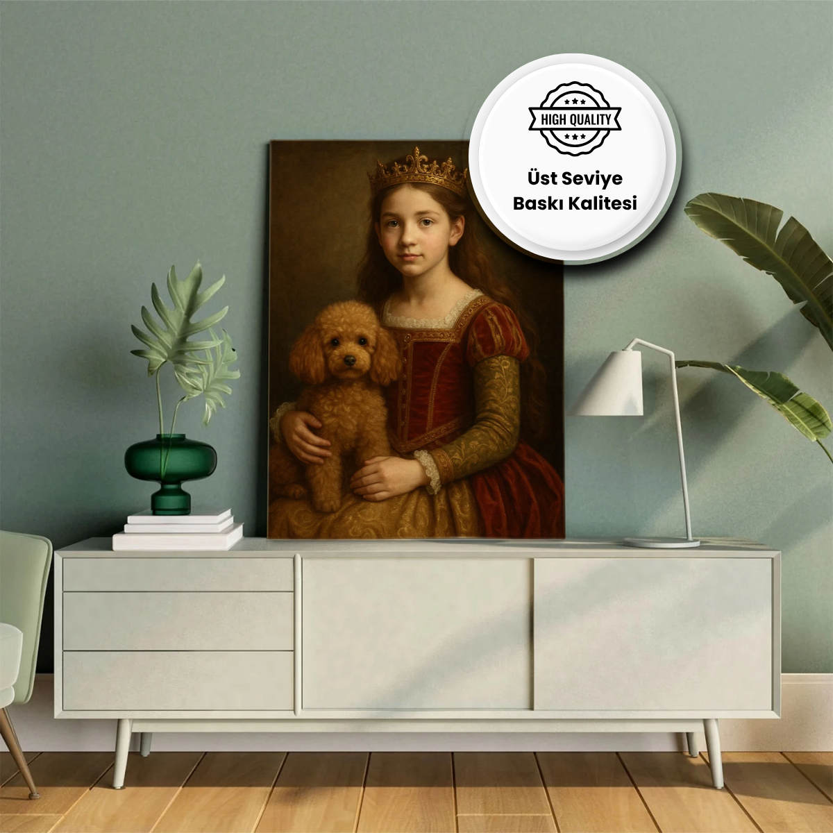 Çocuğunuz için Kraliyet Sarayı temalı Prens ve Prenses dijital tasarımı. Kişiye özel tasarlanmış görsel.