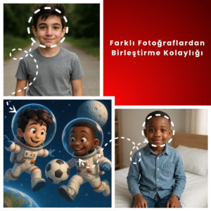 Çocuğunuz için uzay temalı ve astronot karakterli kişiye özel dijital tasarım