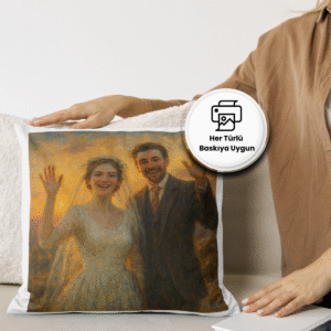 Romantik hediye olarak gelin ve damat için tasarlanmış dijital portre