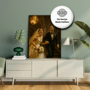 1950’ler tarzı retro gelin ve damat dijital portresi