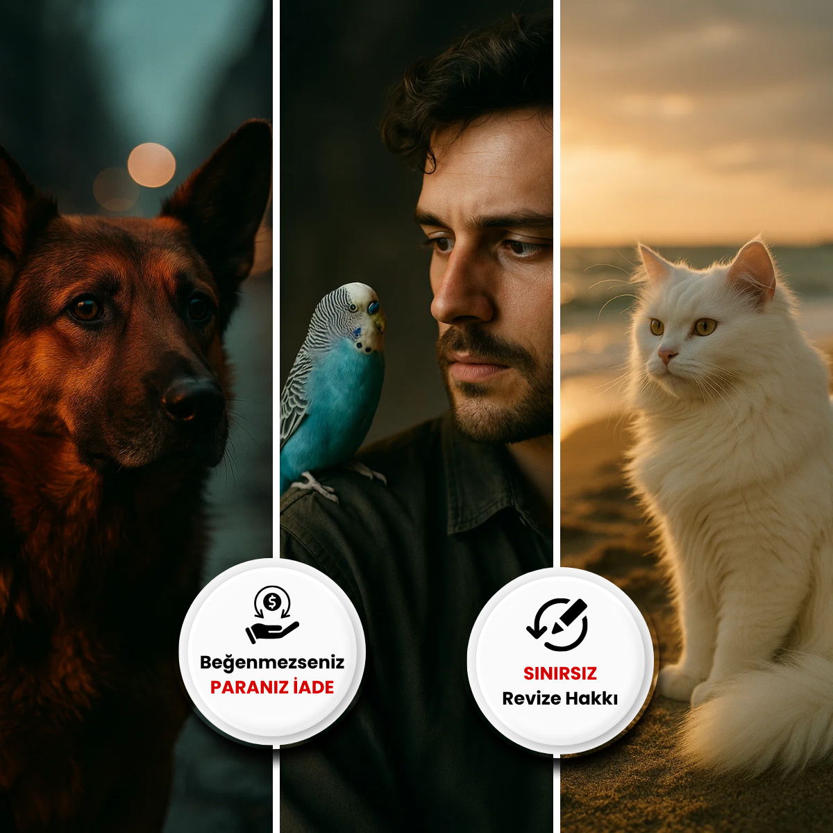 Alman kurdu, sinematik ışık altında dramatik bakışlarla gece sahnesinde