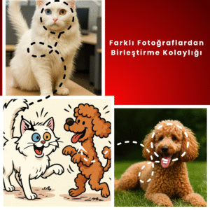 Farklı fotoğraflardan birleştirilerek oluşturulan kişiye özel karikatür hayvan illüstrasyonu