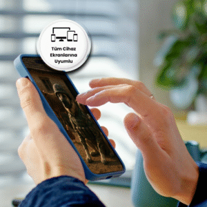 Asker kıyafeti giymiş köpeğin dijital portresi bir telefon ekranında görüntüleniyor – evcil hayvanlar için meslek temalı görsel