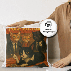 Tarantino'nun Pulp Fiction filminden esinlenerek hazırlanmış takım elbiseli kedi portreleri Başlık: Pulp Fiction Cats – Tarz Sahibi Dörtlü