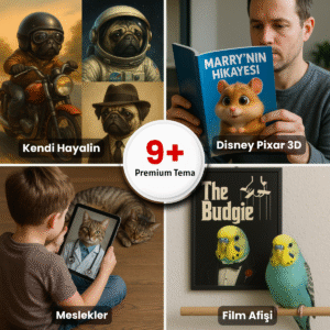 Evcil hayvanlara özel dijital portre – 9+ tema: süper kahraman, kraliyet, sinematik, film afişi, Disney Pixar, meslek, kendi hayali ve daha fazlası